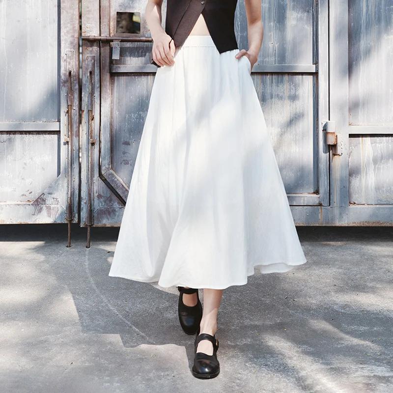 Jupe Femme Semir 2026 – Taille Élastique, Drapée, Fendue, Coupe Évasée, Style Décontracté Ample, Dou