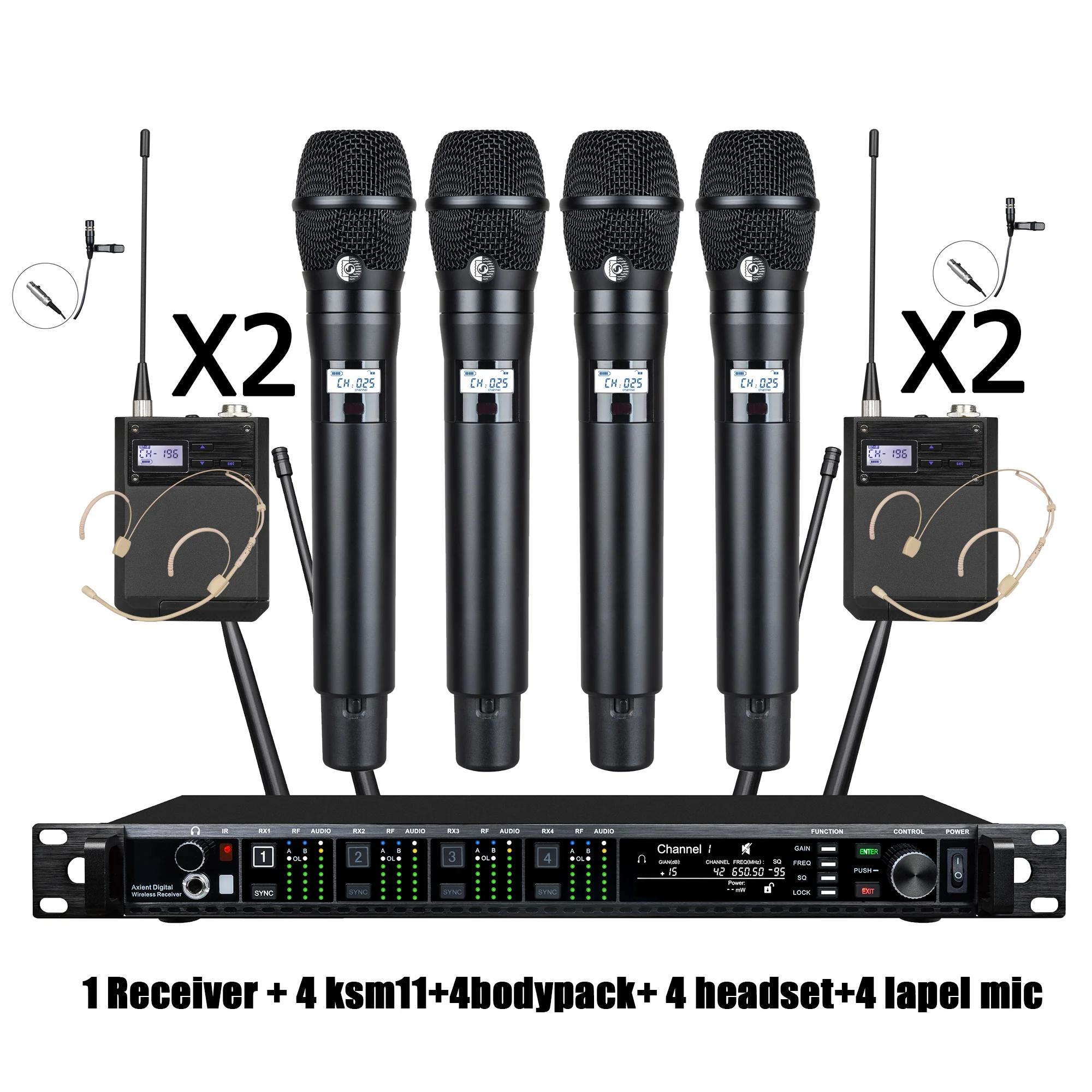 Leicozic 4 canaux KSM11 KSM8 Microphone sans fil système Radio professionnel col de cygne micro casq