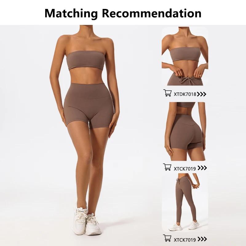 Ensemble de sport deux pièces d'été pour femme, tenue de yoga, soutien-gorge sans bretelles, crop to