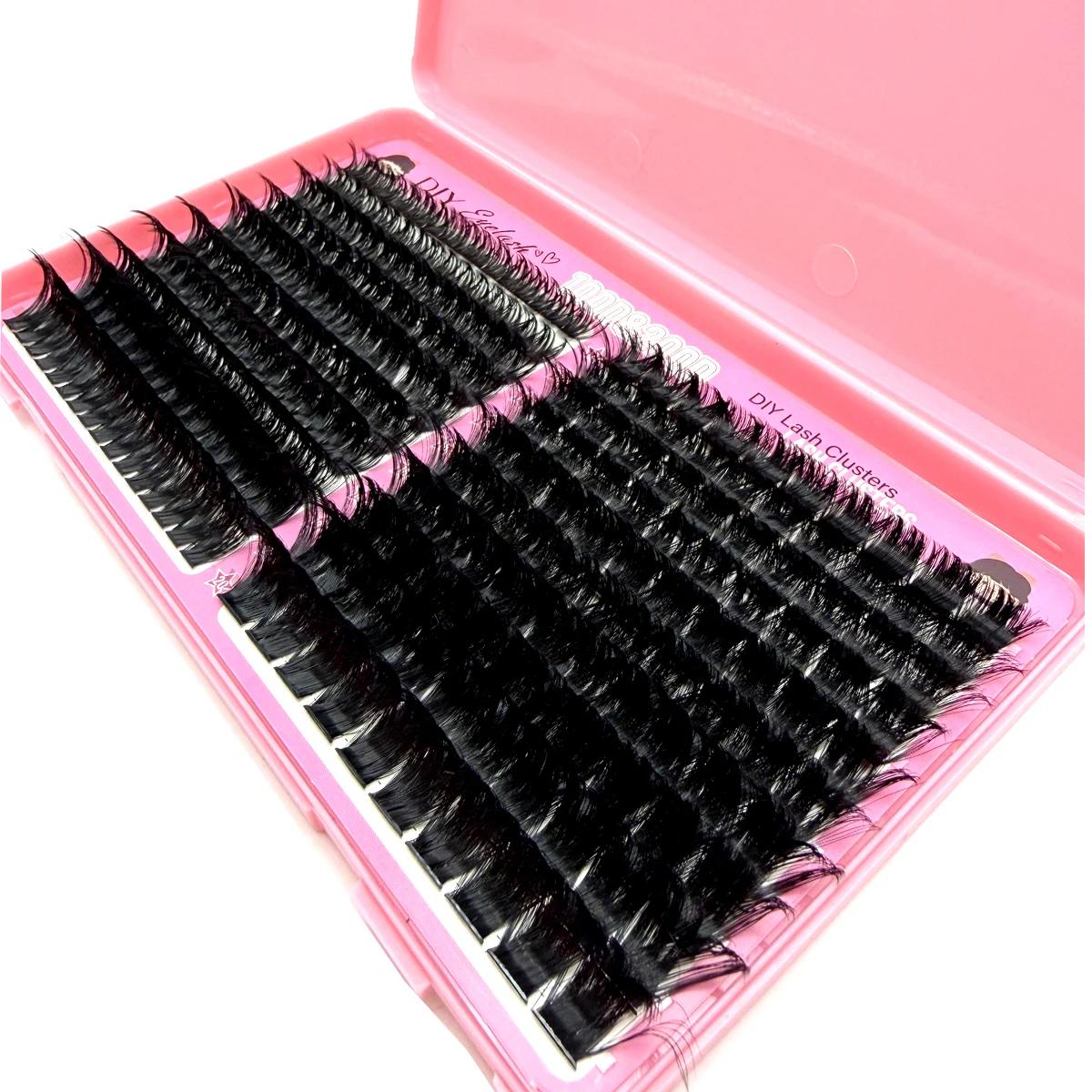 200D/100D épais moelleux grappe cils D Curl naturel doux faux cils extensions bricolage individuel M