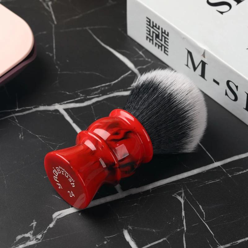 Yaqi Edom 24mm Brosse à raser pour homme avec manche en résine, poils synthétiques, bon nœud Tuxedo