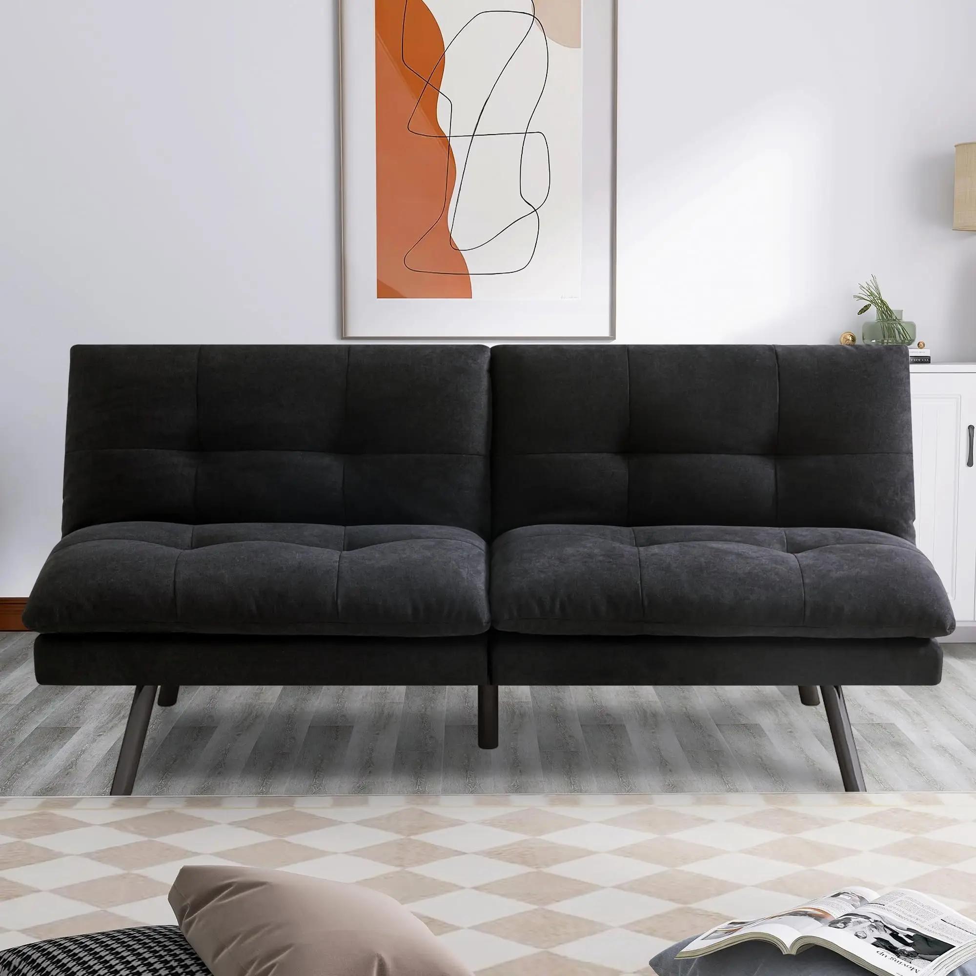 Hcore-Canapé-lit en mousse à mémoire de forme, sofa convertible, causeuse noire pour petits espaces,