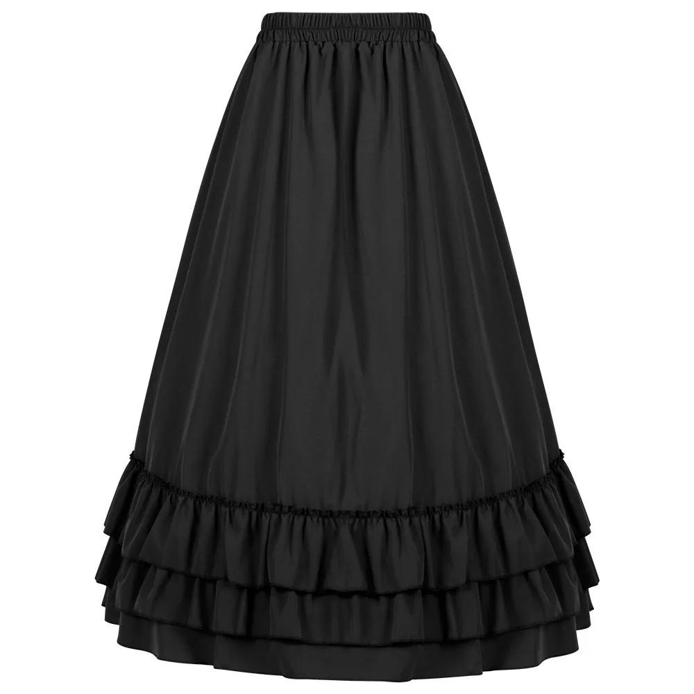 Jupe victorienne longue taille haute à volants marron, jupes Steampunk, tenue de fête pour femmes, v