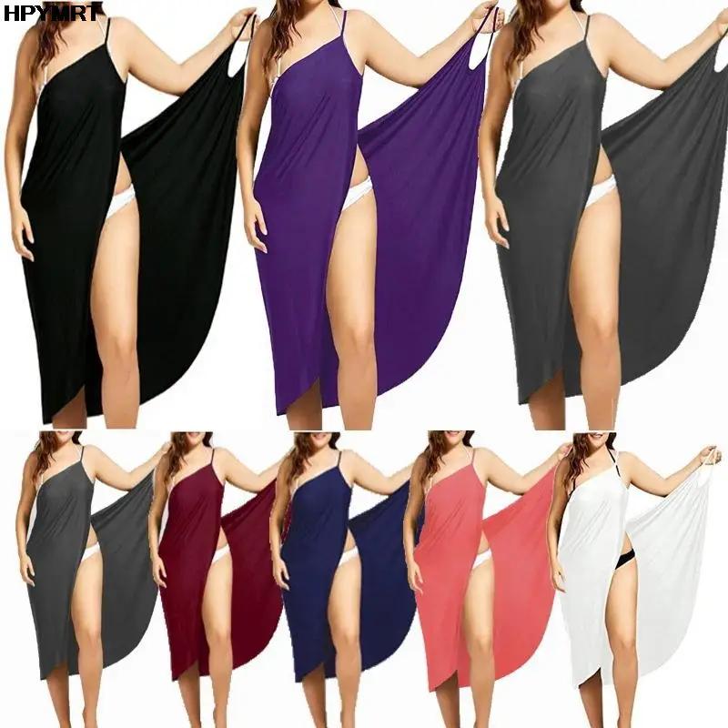 Robe à bretelles croisées sans manches pour femme, tenue Sexy, couleur unie, 5XL, vêtements de plage