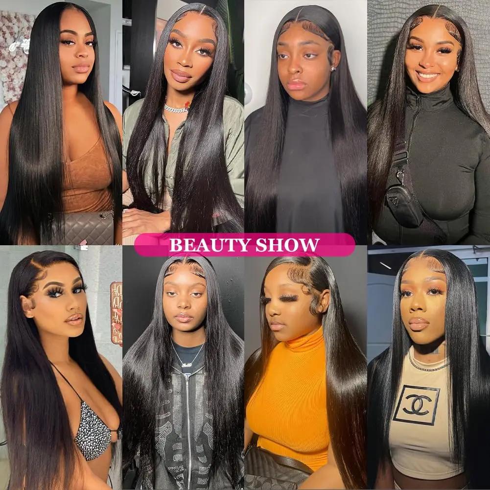 Perruque Lace Front Wig sans colle naturelle, cheveux lisses, 13x6, 5x5, 13 tage, densité 180, bon m