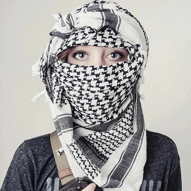 Écharpe Hijab à carreaux légère pour hommes et femmes, foulard arabe du désert, foulard tactique dou
