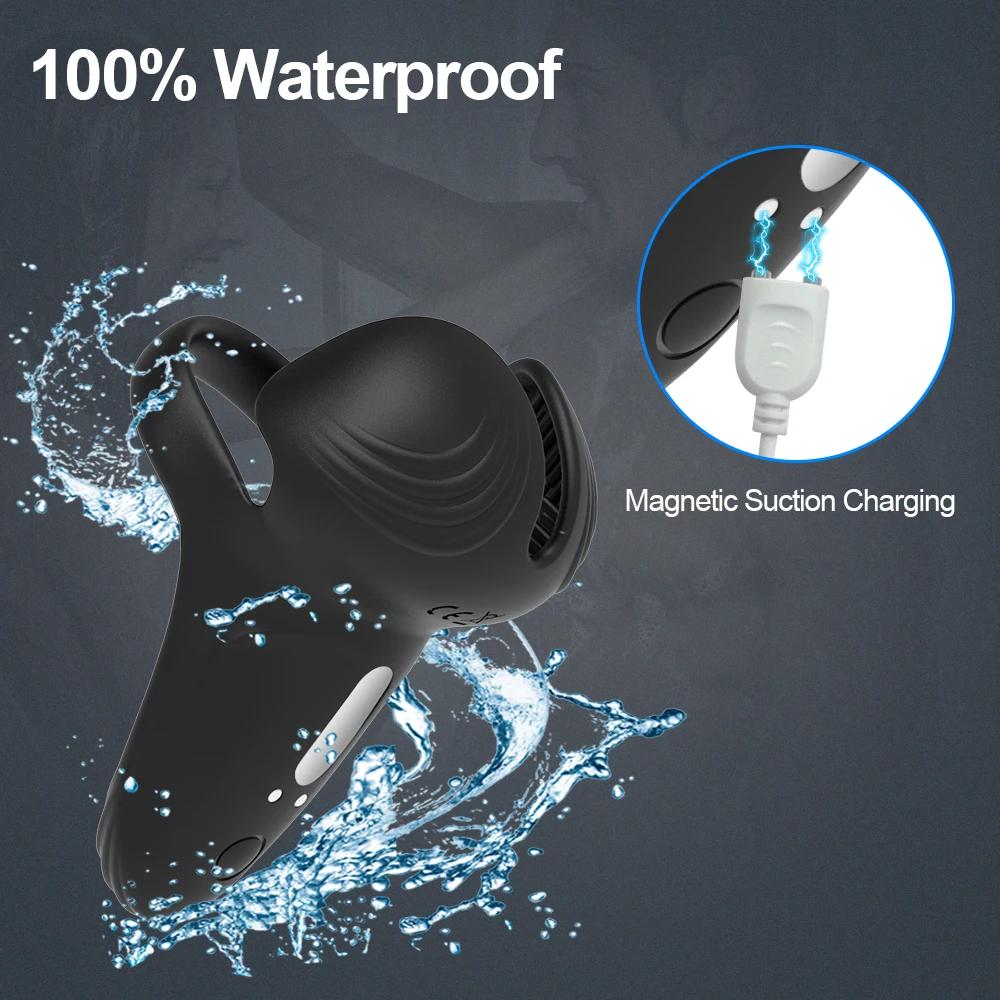 Vibromasseur 3 en 1 en silicone pour hommes, jouets sexuels, anneaux péniens, stimulateur de scrotum