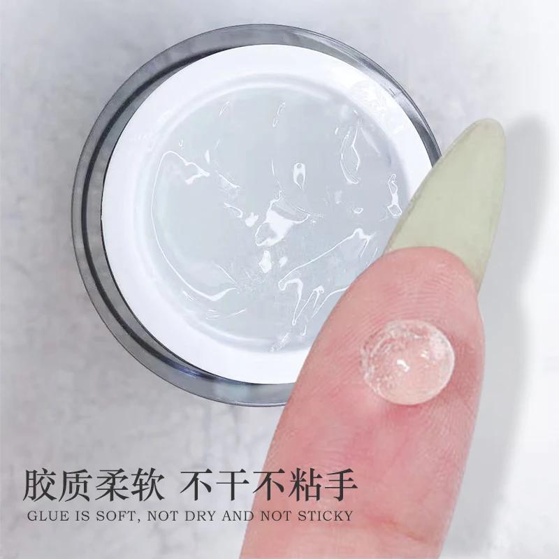 Colle Gel solide pour faux ongles, 1 pot, faux pointes en acrylique transparent, presse sur Poly con