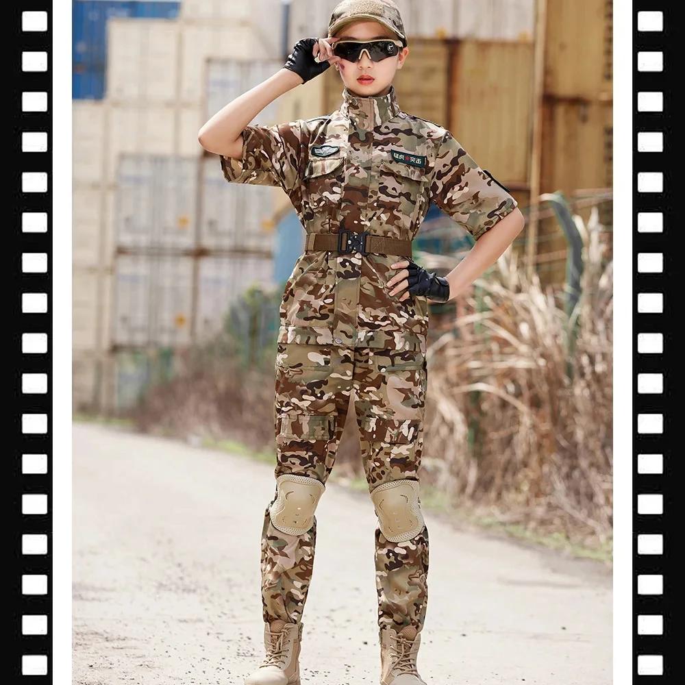 Ensemble uniforme tactique militaire pour enfants, costume de camouflage, costume de soldat des forc