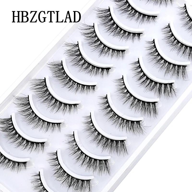 Faux Cils 3D Naturels en Vison, Longs, Doux et Moelleux, Kit de Maquillage, 10 Paires