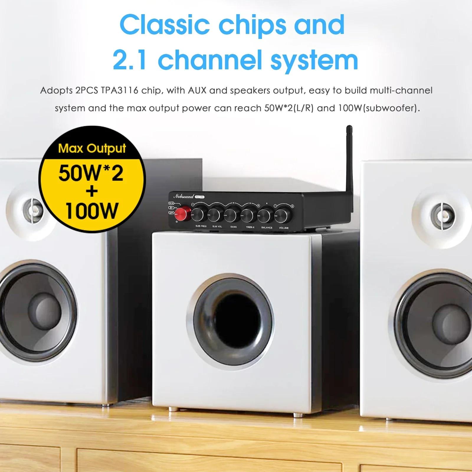 Nobsound NS-14G 2.1 canaux HiFi Bluetooth TPA3116 amplificateur numérique AUX caisson de basses de b