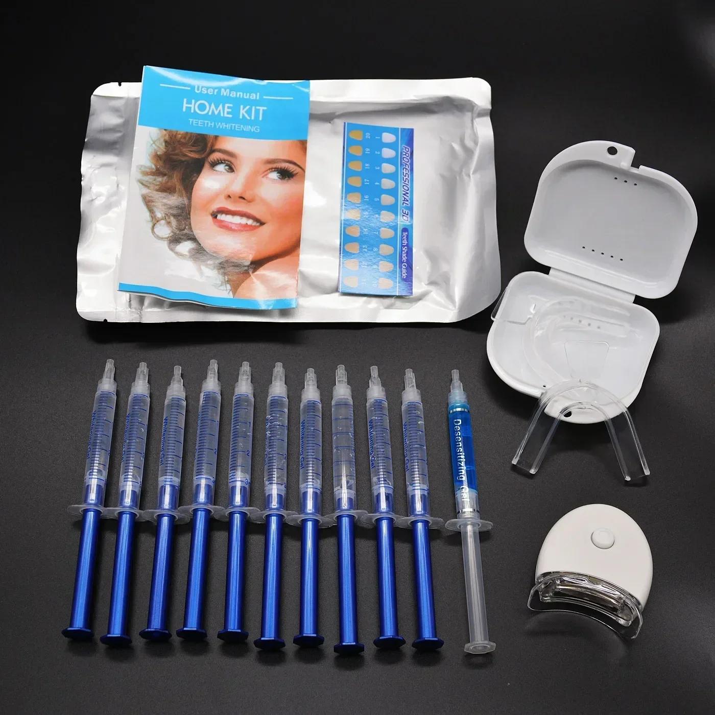 Kit de Blanchiment des Dents à Usage Domestique avec Lumière LED, Soins d'Hygiène Buccale, Brosse à 