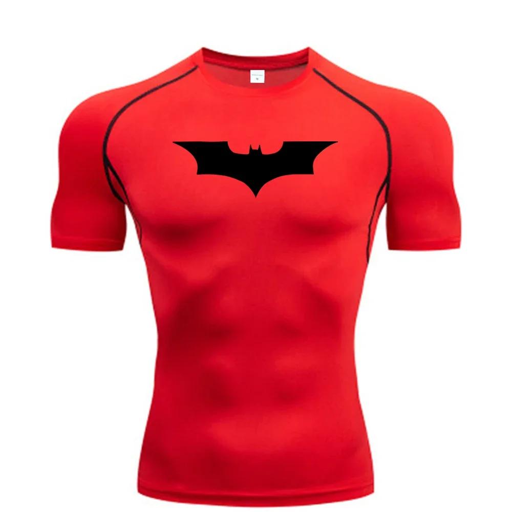 Chauve-souris imprimé hommes T-Shirt serré course Compression Compression T-Shirt salle de sport Fit