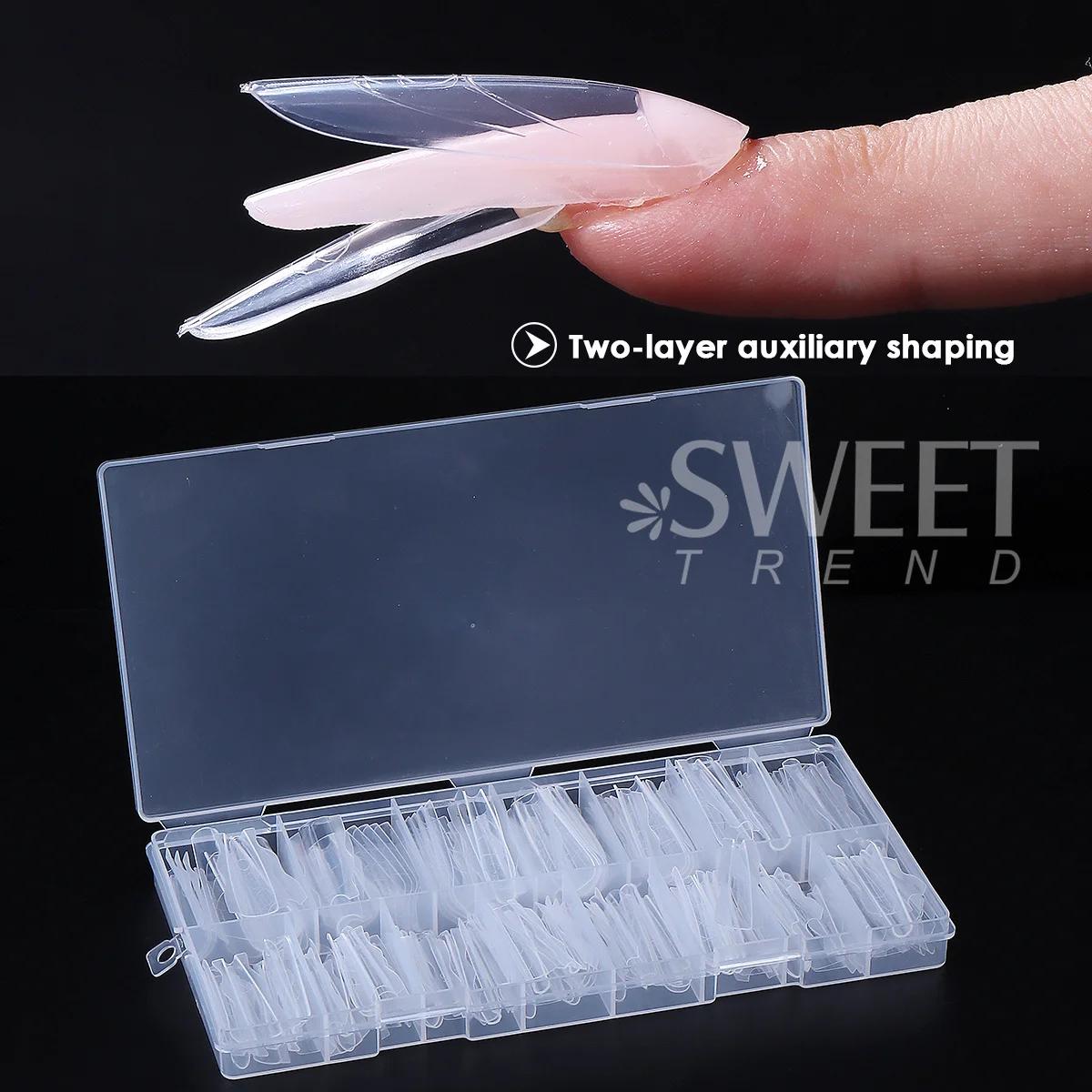 180 pièces nouveau Sandwich Extension d'ongle moule intercalaire double formes d'ongles facile à faç