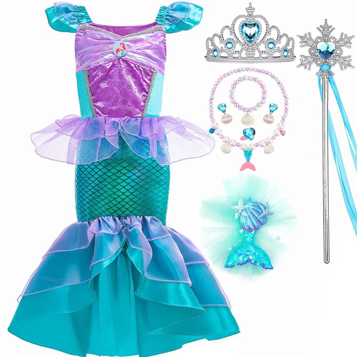 Costume de princesse Ariel de la petite sirène pour Halloween, robe pour filles, Cosplay, robe de si