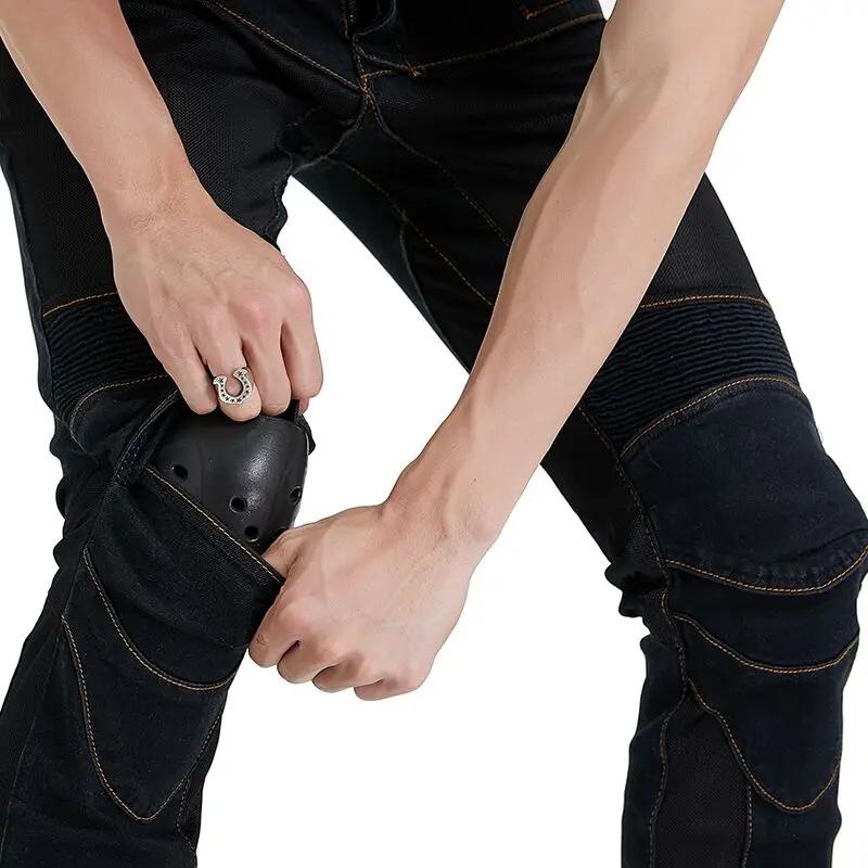 Jeans de moto brodés pour hommes, pantalon, ceinture de motocross, option d'équipement de protection