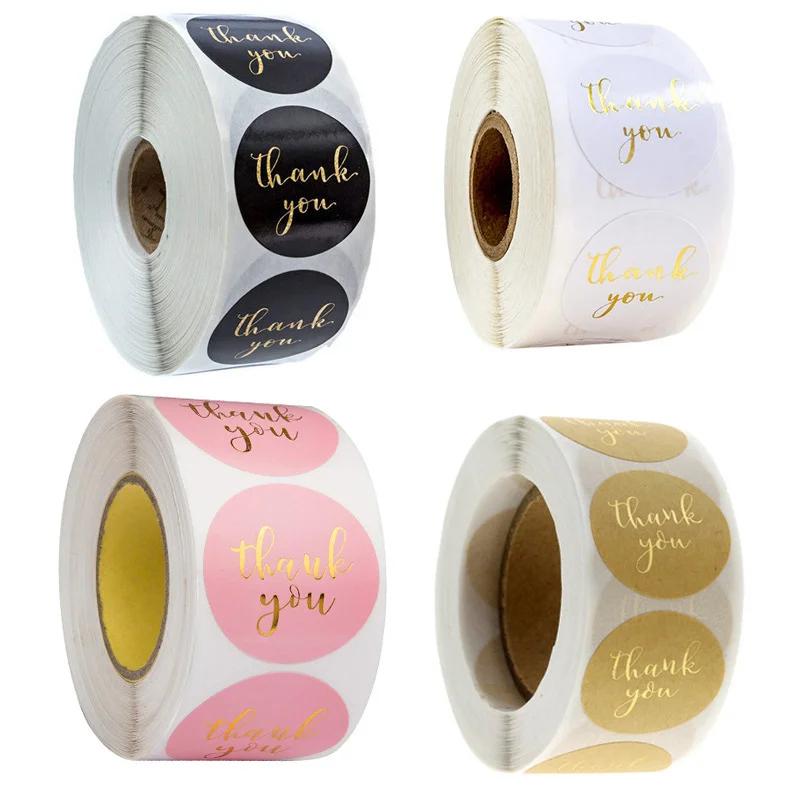Étiquettes rondes en papier Kraft, 500 pièces, autocollant de remerciement, dragées, sac de bonbons,