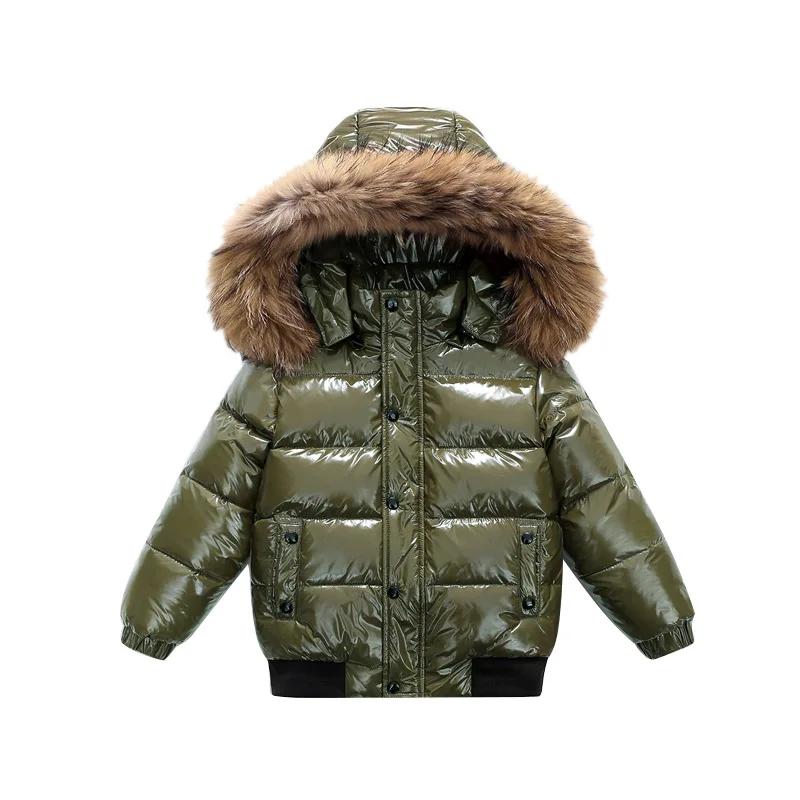 Doudoune authentique pour enfants de 2 à 10 ans, grand col en fourrure, épaisse, chaude, imperméable
