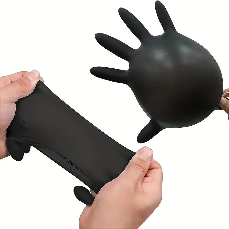 Gants jetables en Nitrile noir, 50/20 pièces, sans Latex, imperméables, durables, adaptés à la cuisi