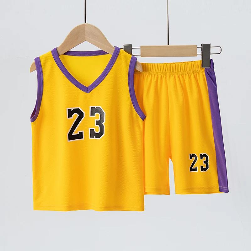 Ensemble de sport 2 pièces à séchage rapide pour enfants, basket-ball, Football, course à pied, haut