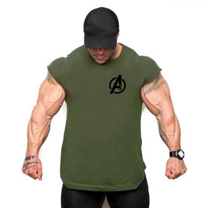 Chemise musculation homme ourlet incurvé fibre coton stringer gym fitness été 2023