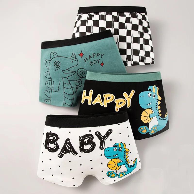 Lot de boxers en coton pour garçons, motif dinosaure, Style Athflow, sous-vêtements respirants pour 