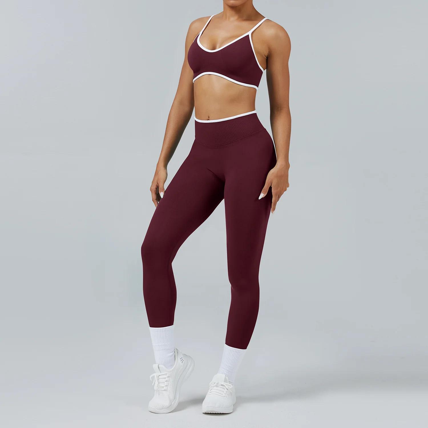 Ensemble de sport 2 pièces pour femmes, survêtement de sport, pantalon de yoga push-up, soutien-gorg