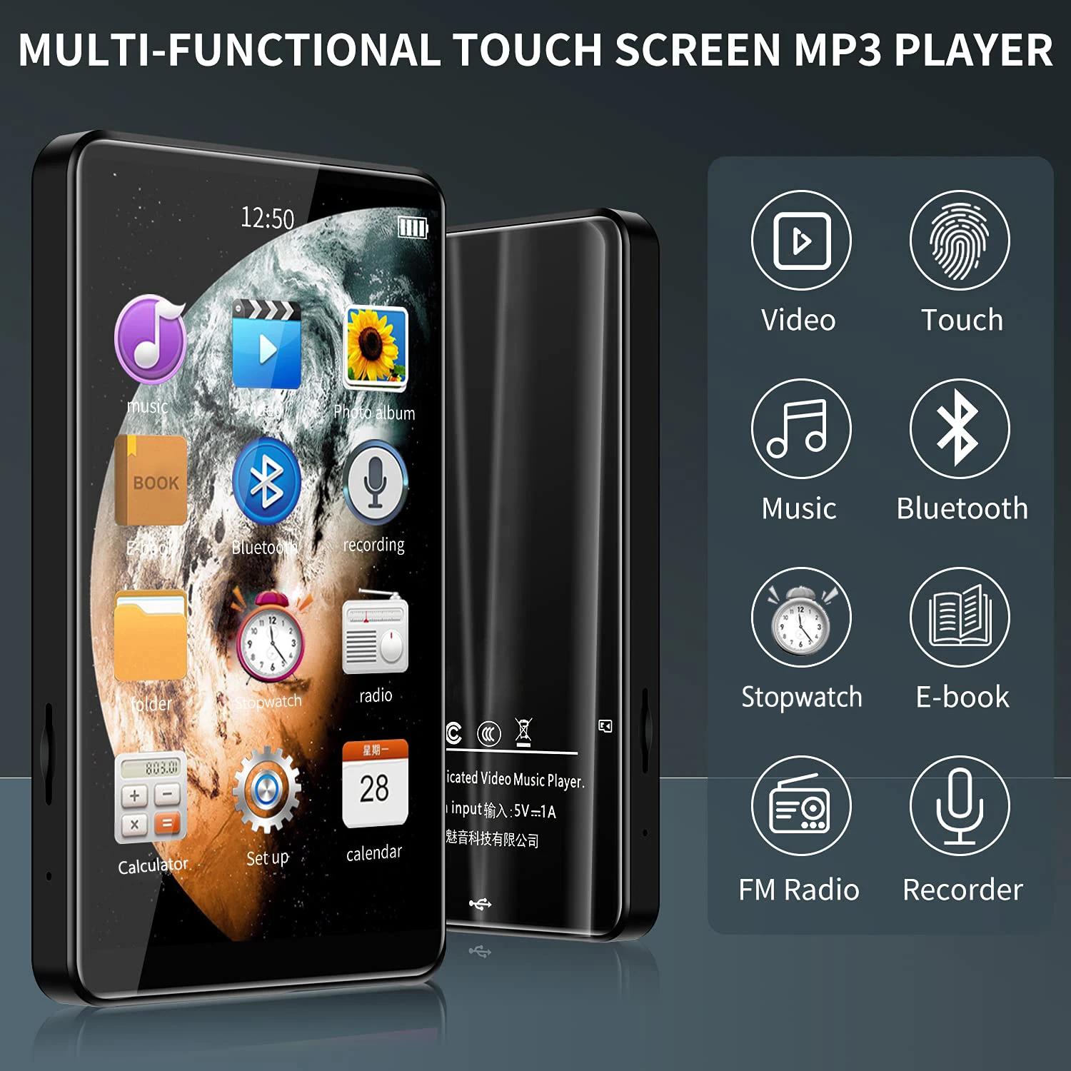 Yophoon 4 pouces X20-New UI MP4 lecteur de musique écran tactile 16GB BT 5.0 avec haut-parleur 1080P