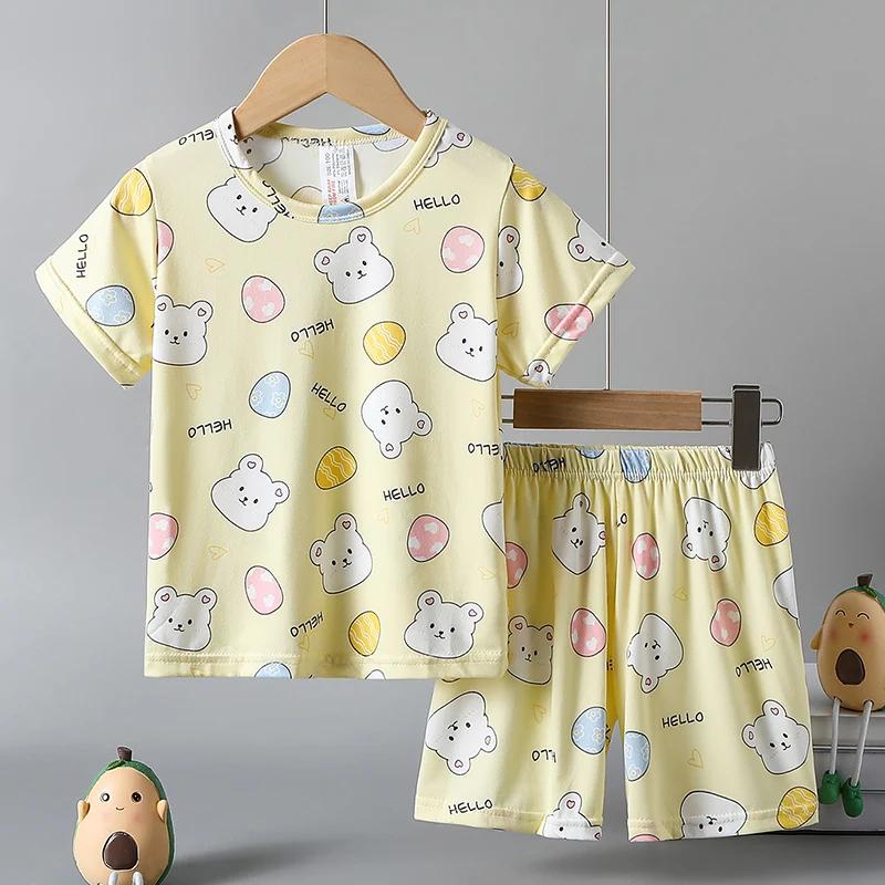 Ensemble 2 pièces pour enfants, short à manches courtes imprimé de dessins animés mignons, pour garç