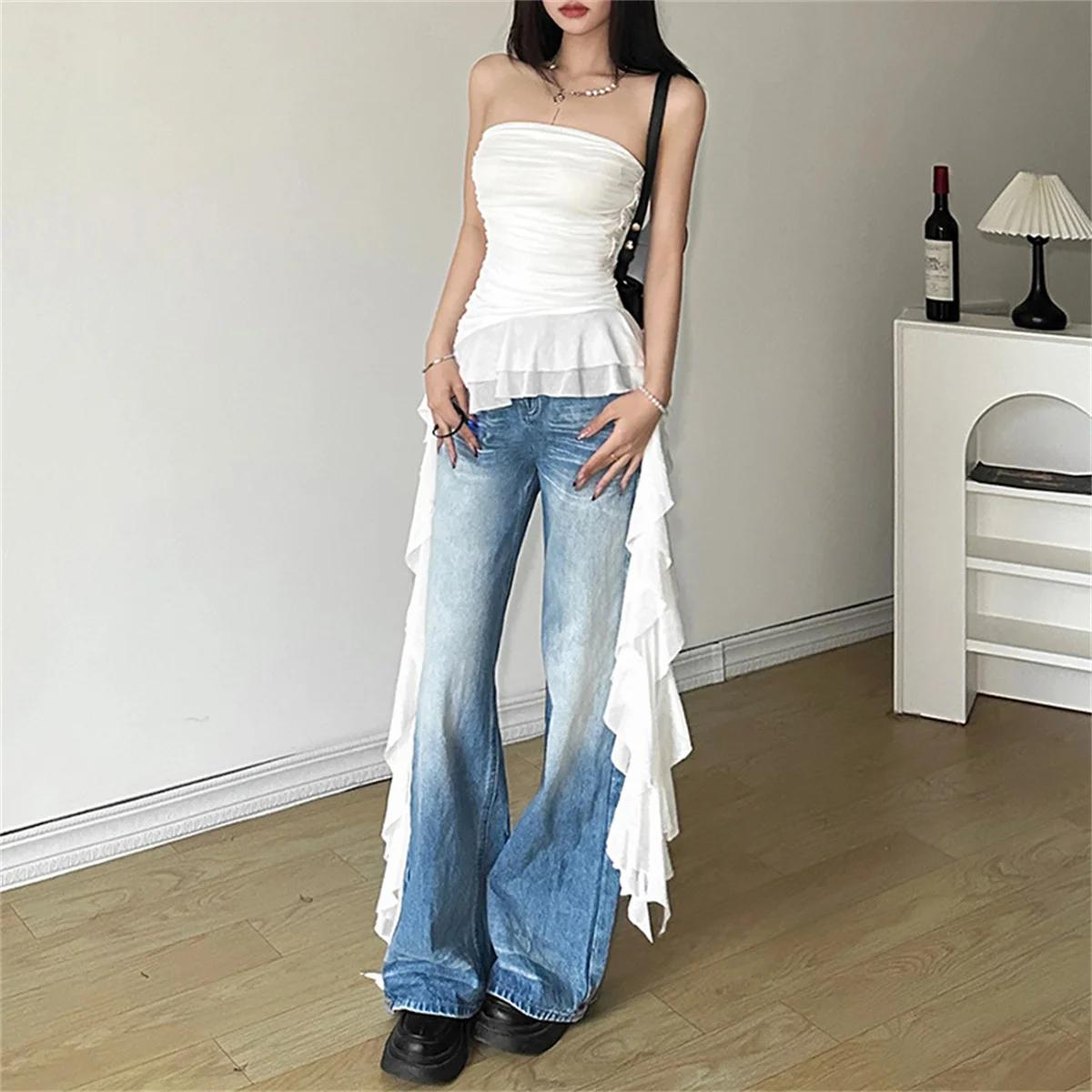 Haut de poitrine avec ruban pour femmes, gilet solide, Sexy, sans manches, doux, vêtements de rue Y2