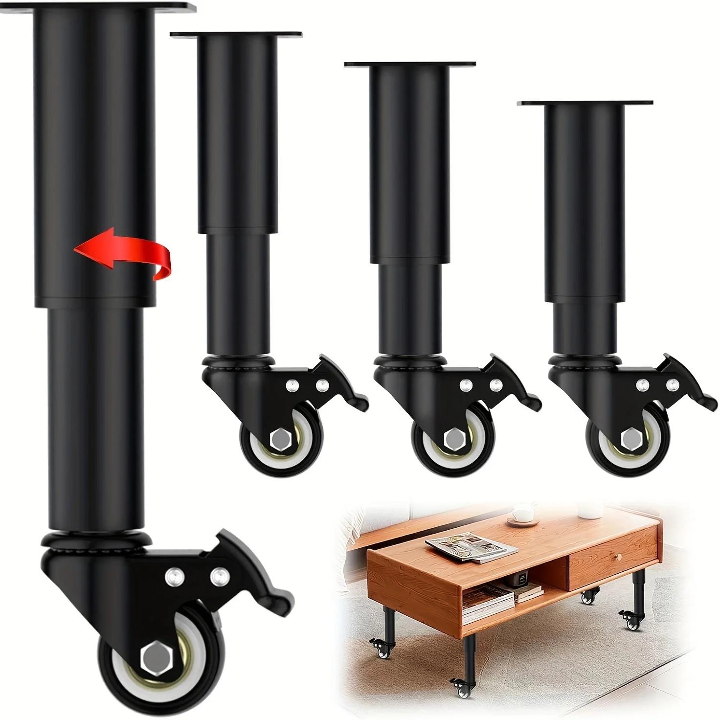 Pieds de meubles extensibles en métal, 4 pièces, avec roulettes, pieds de Table, avec remplacement r