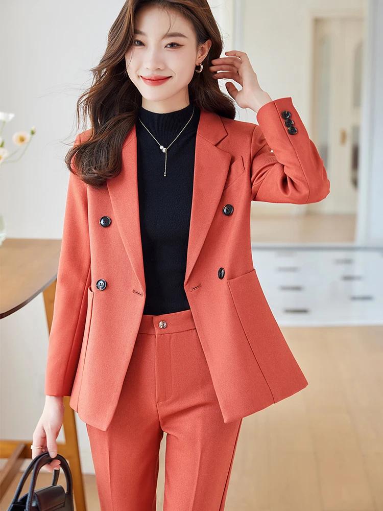 Costume pantalon à la mode pour femmes, tenue de bureau et de travail, Blazer et pantalon Beige, noi