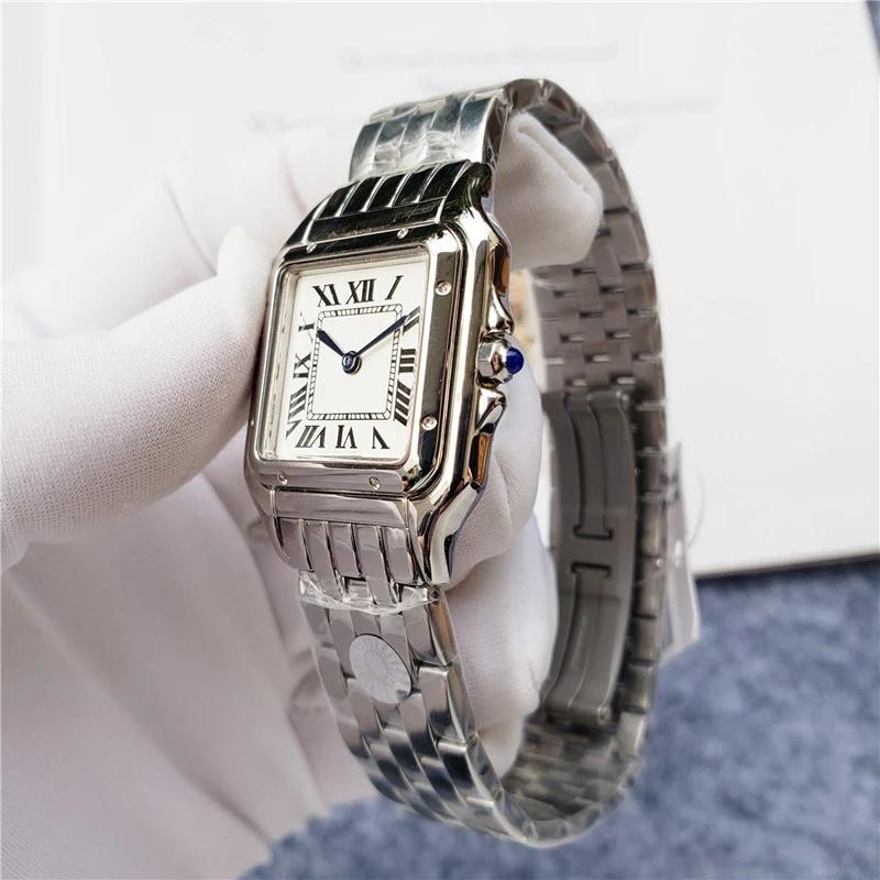 Montres-bracelets de marque pour femmes et filles, cadran carré de 22mm 27mm, bracelet en acier de b