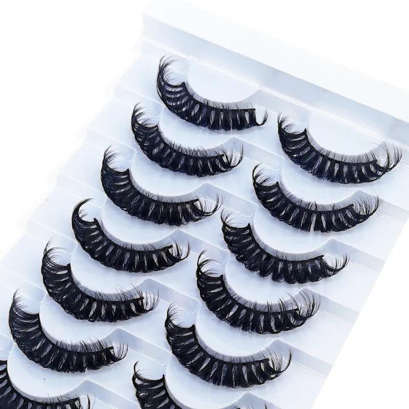 HBZGTLAD cils 8 paires DD curl bandes russes cils Faux vison maquillage cils 3D vison cils naturel F