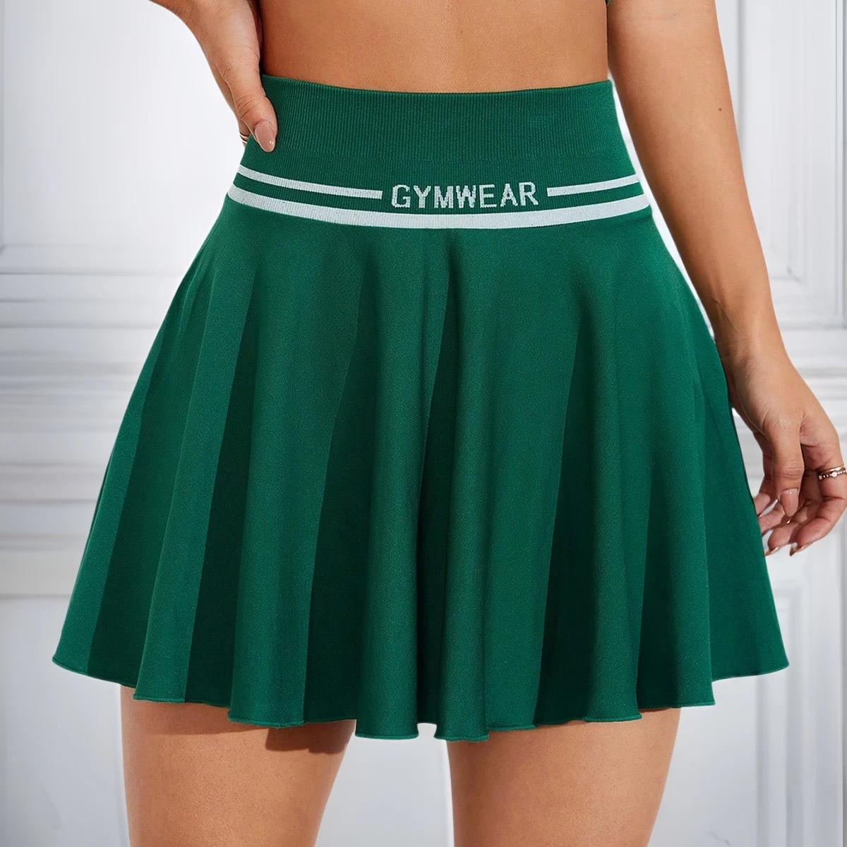 Jupe plissée taille haute, jupe de sport légère, pantalon pour femmes, demi-jupe de couleur unie ave