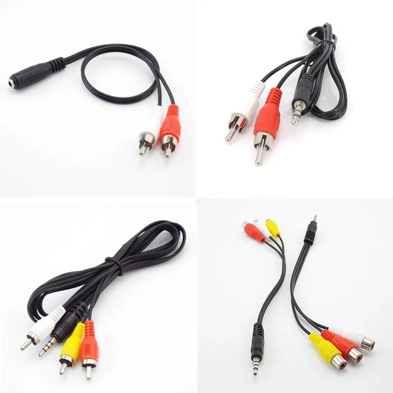 1 pièces 3 4 pôles 3.5mm mâle femelle prise Jack à 2RCA 3 RCA mâle femelle adaptateur 3RCA Audio vid