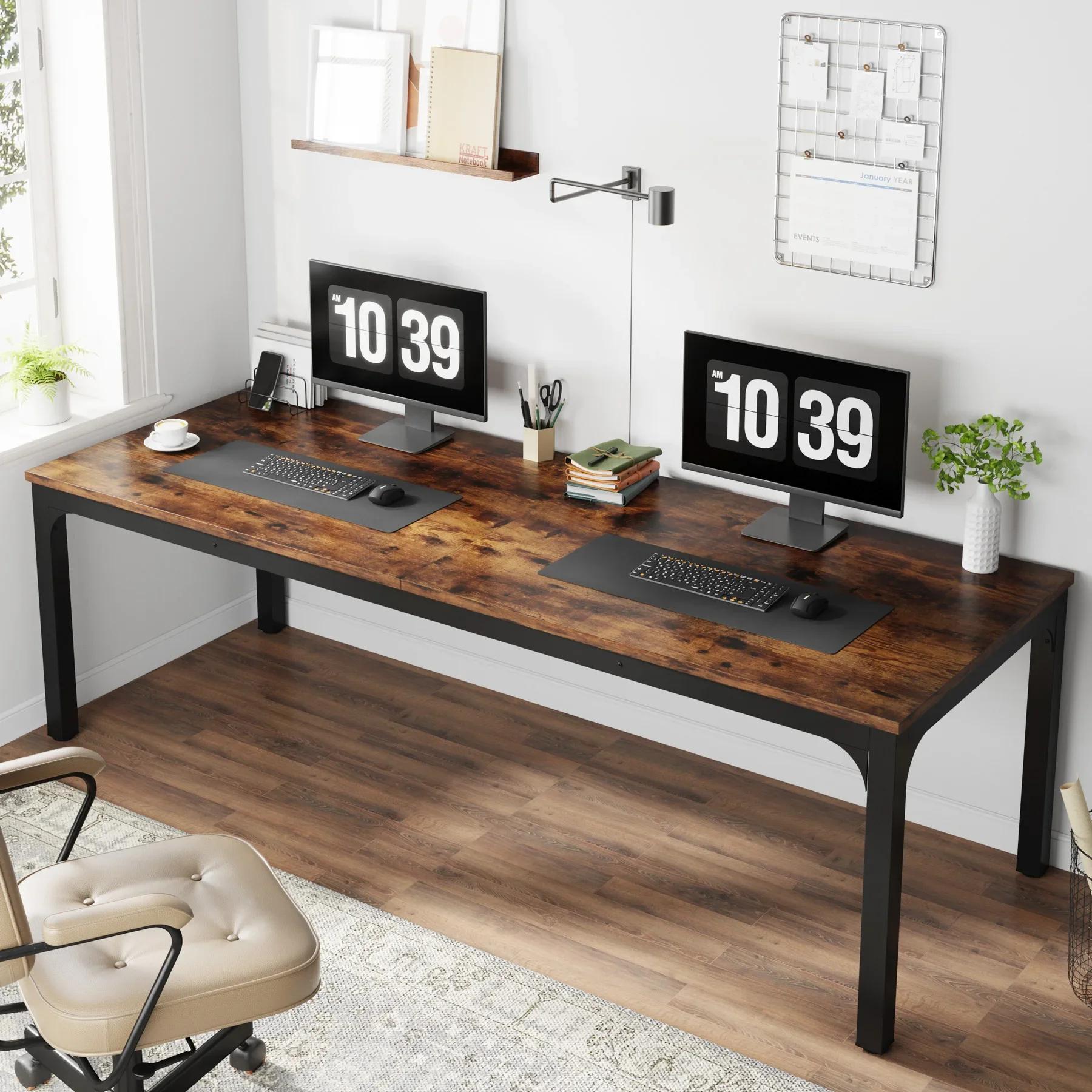 Tribesigns Bureau d'ordinateur extra long de 78,7 pouces Bureau pour 2 personnes, bureau double long