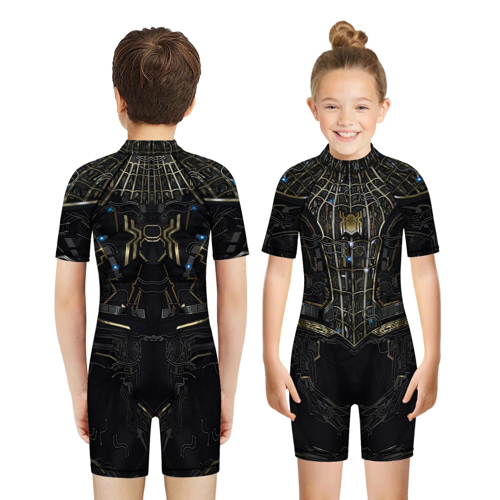 Enfants une pièce maillot de bain super-héros impression 3D combishort enfant à manches courtes mail