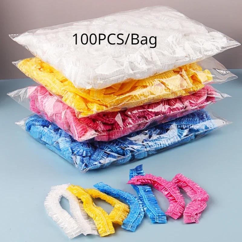 Couvre- bonnets de douche jetables, accessoires de Sauna, bonnets pour cheveux jetables transparents