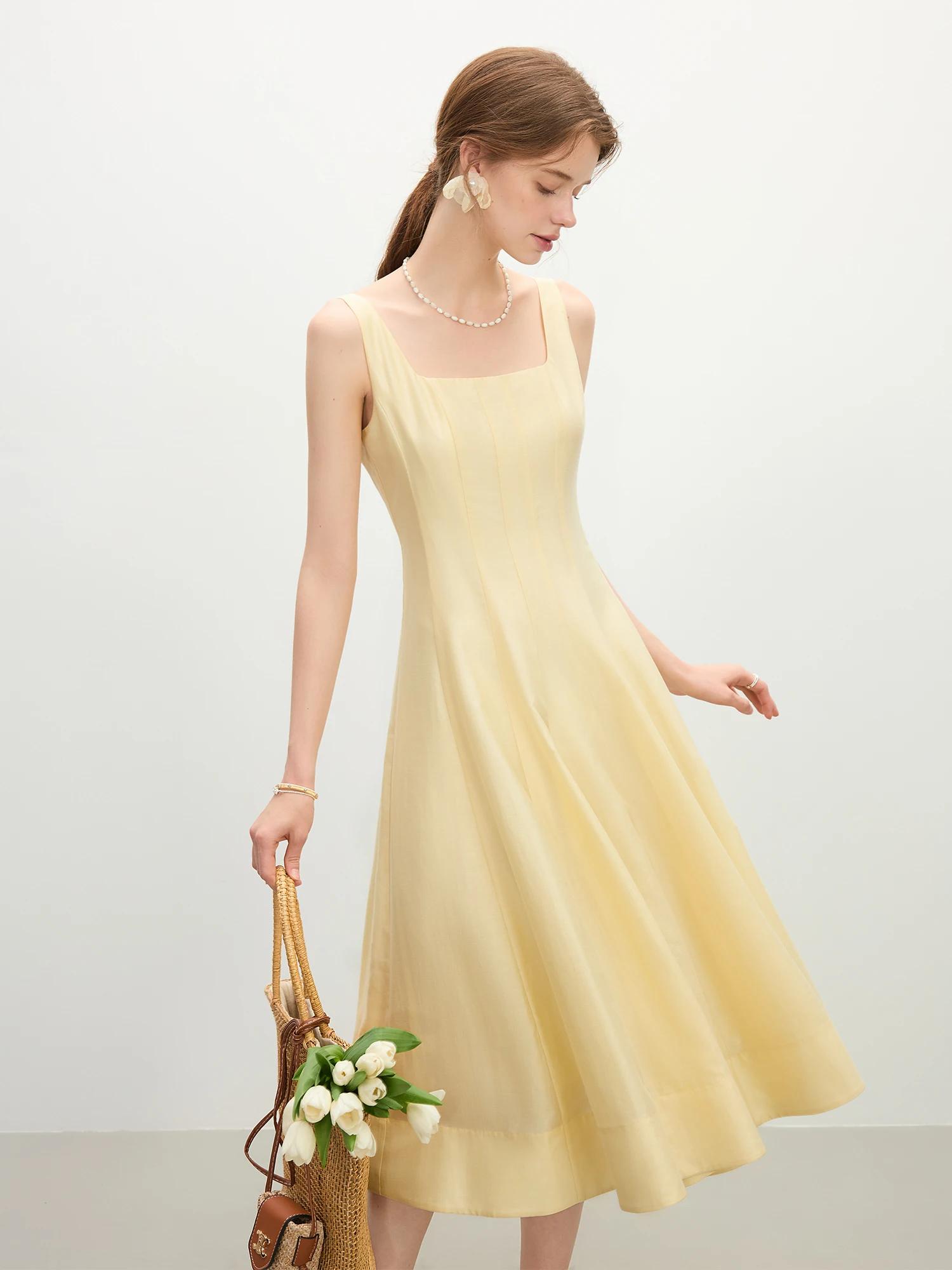 FSLE – robe sans manches pour femmes, coupe tridimensionnelle, taille haute, amincissante, à bretell