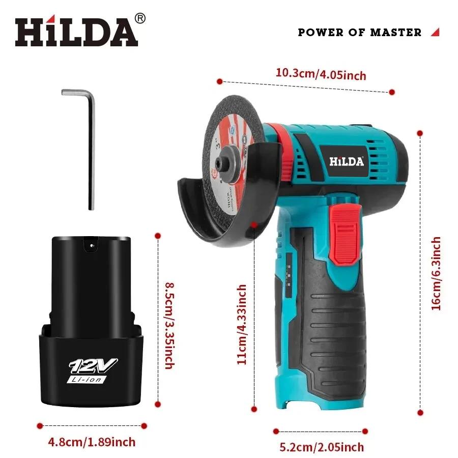 HILDA – meuleuse d'angle électrique 12V, 3/4 pouces, Machine à polir au Lithium, Mini Machine de déc