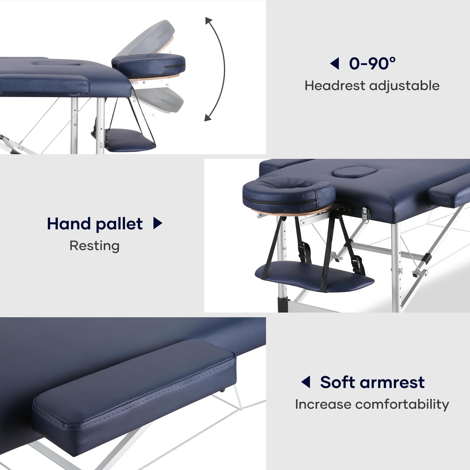 Table de Énergie Portable, Lit de Tatouage, Spa, Esthétique, Réglable, Professionnel, 3 Pieds en Alu