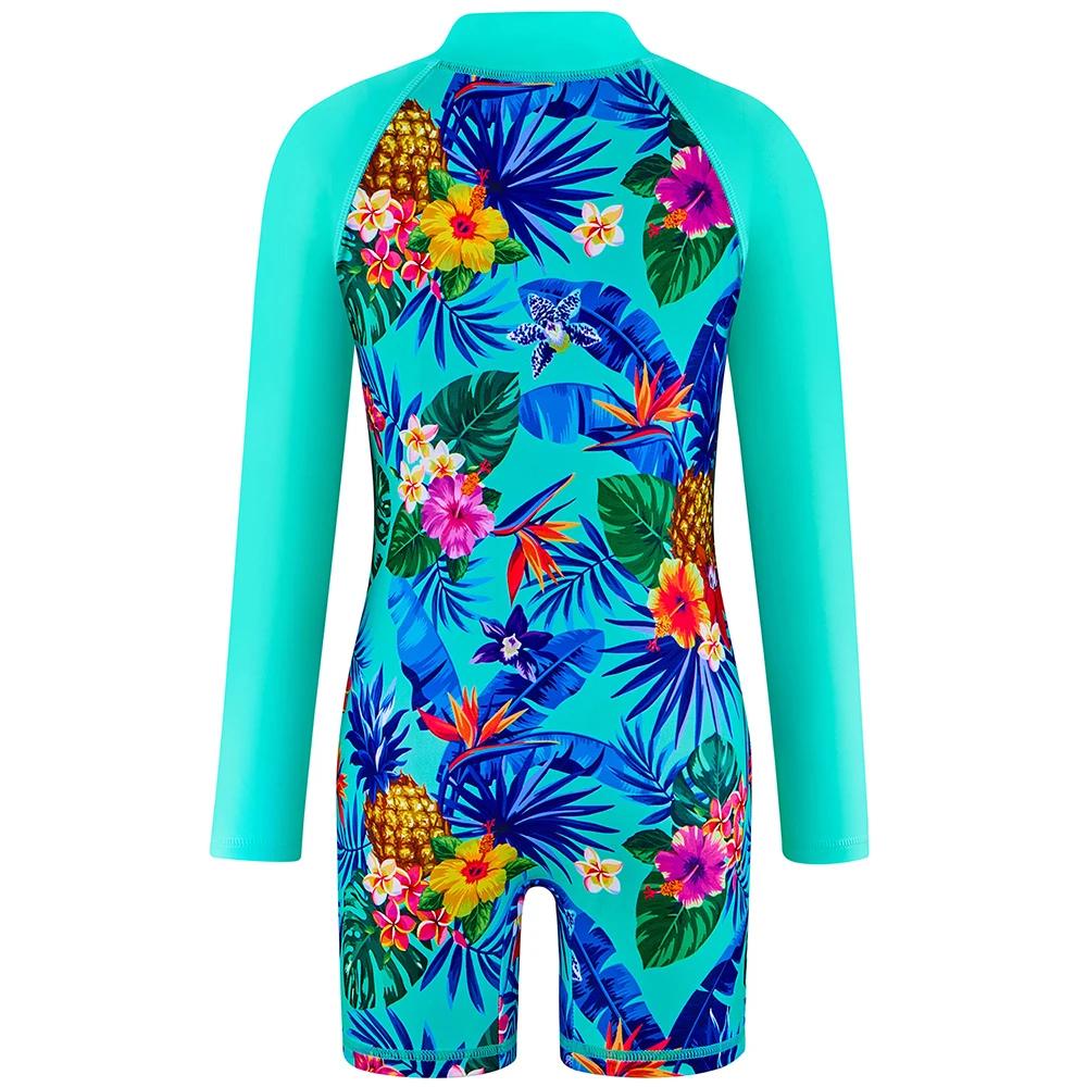 Maillot de bain fille petite fille fermeture éclair sur le devant maillots de bain enfants costumes 