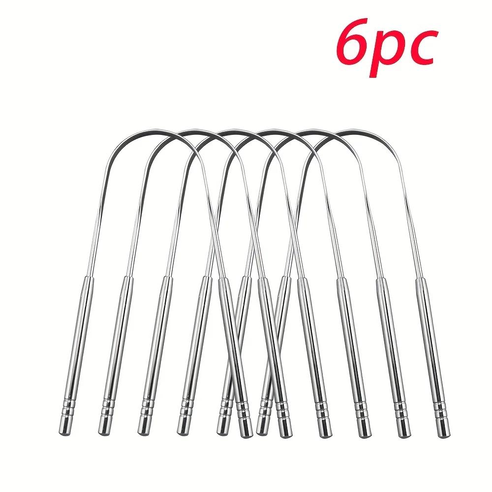 Grattoir de nettoyage de langue en acier inoxydable, 1/2/6 pièces, réutilisable, revêtement de langu
