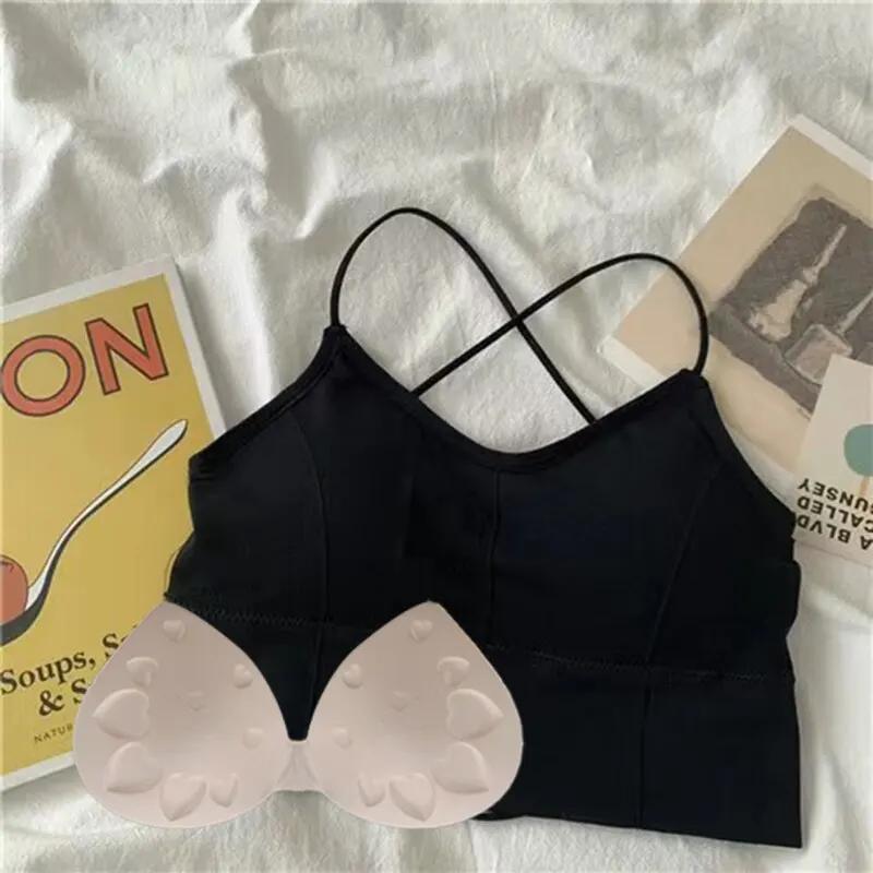 Soutien-gorge Push-Up respirant à bretelles croisées pour femme, haut court de sport, yoga et fitnes