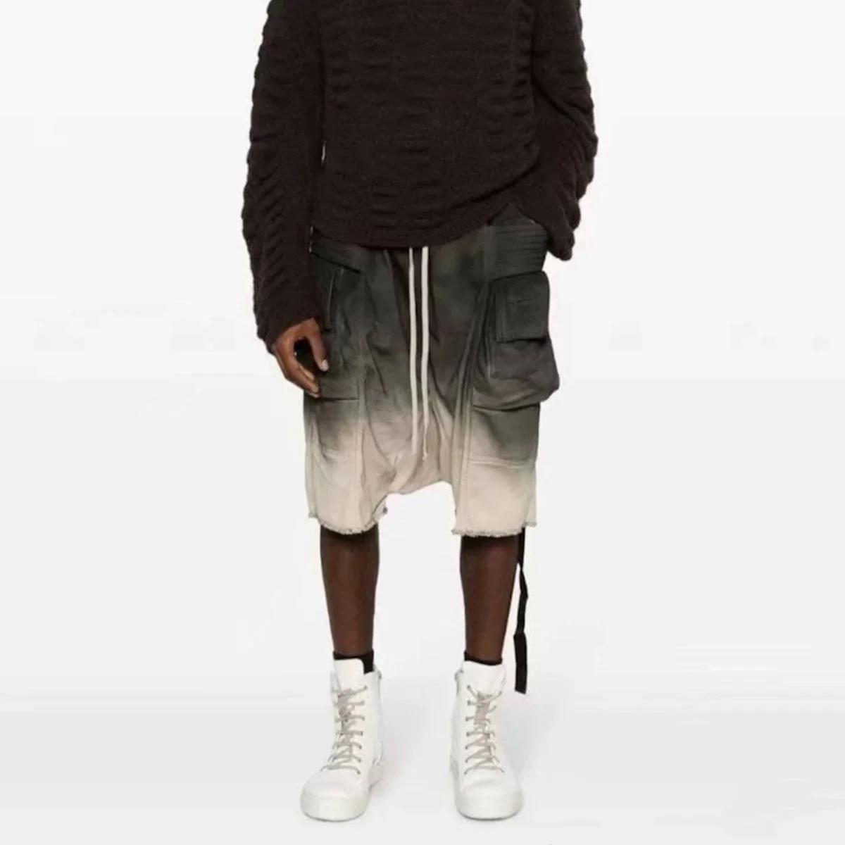 Ro Ribbons-Pantalon sarouel nickel é pour homme, double boucle, entrejambe frontal, poches, short de