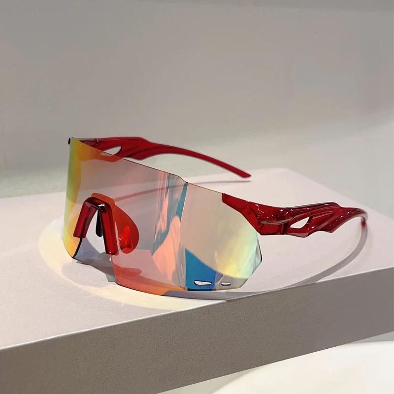 KAMMPT – lunettes surdimensionnées sans bords pour hommes, miroir rond enveloppé, lunettes de soleil
