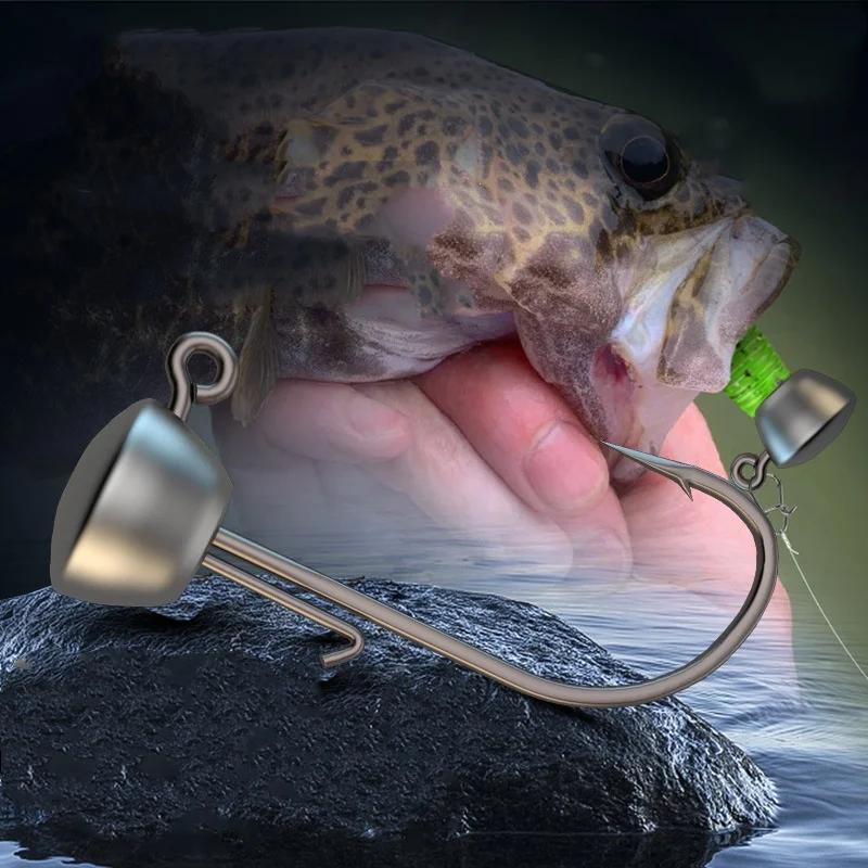 Hameçon de pêche à tête de gabarit NED, solide, Anti-chute, support auxiliaire, poisson mandarin, pl