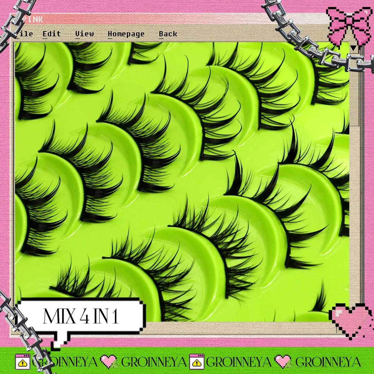 GROINNEYA Manga cils style mixte 5/9/20 paires 3D 6D 8D cils de vison cils naturels doux croix vapor
