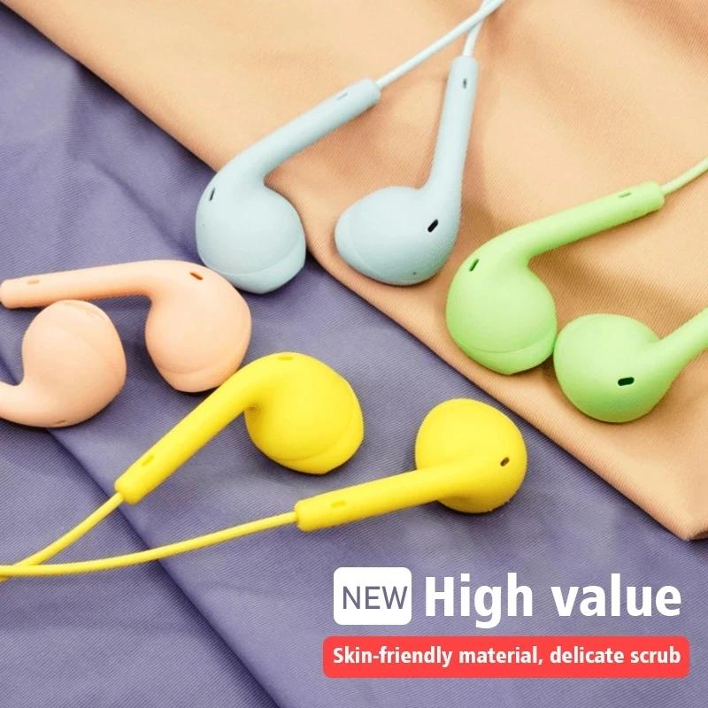 Macaron Universel 3.5mm Stéréo Écouteurs Sport Musique Bouchons D'oreille Filaire Microphone pour Xi